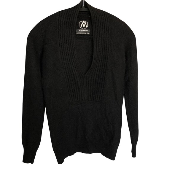 CLUB MONACO 100% Cashmere Sweater Tunic V Neck Black Women's XS - Picture 1 of 12